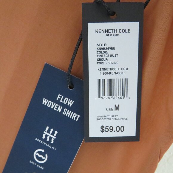 Kenneth Cole* Men's Short Sleeve Button Down Straight Hem Shirt~ Size Medium - Picture 7 of 13